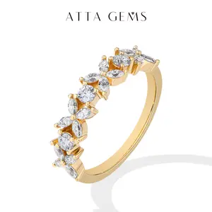 Sparkling Design D Color VVS1 Lab-Created Moissanite Ring for Women Daily Wear Engagement Wedding Birthday Gift Fine Jewelry R337