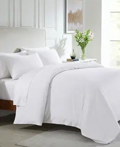 Duvet Cover Set 400 Thread Count 100% Cotton Sateen - Button Closure, Corner Ties, Easy Care