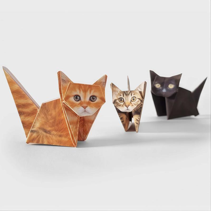 Origami Craft Kit: Fold Kittens/Dinos/Dogs + Train Hand Dexterity — Perfect for Parties & Desk Decor