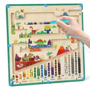 Magnetic Color & Number Maze - Montessori Wooden Color Matching Learning Counting Puzzle Board, Kids Fine Motor Skills Toys for Age 3+