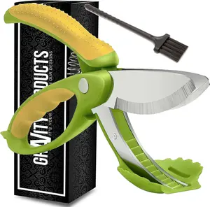 Salad Scissors - 2-In-1 Food Chopper and Kitchen Shears for Easy Salad Making, Vegetables, Meat & More - Ergonomic Handle, Stainless Steel Blades GravityProductsLK Heavy Duty Multifunction