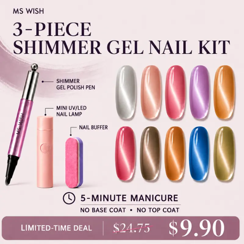 Cat Eye Gel Nail Polish Pen Kit with Magnet & UV LED Lamp, Easy-Apply Jelly Magnetic Gel Pen with Nail File and Nail Art Tool, DIY Manicure Set for Beginners
