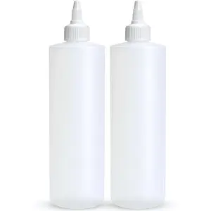 Condiment Squeeze Bottles, 16 OZ Empty Squirt Bottle with Twist Top Cap, Leak Proof - Great for Ketchup, Mustard, Syrup, Sauces, Dressing, Oil, Arts and Crafts, BPA FREE Plastic - 2 PACK