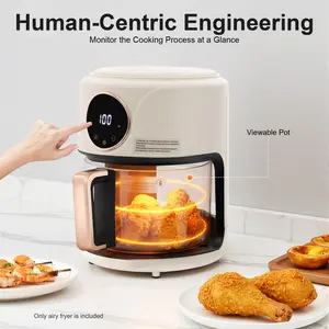 3.81Qt Airy Fryer 1200W Glass Cylinder Air Fryer Adjustable Temp 175F - 400F, 60 Min Timer 360°Viewable Glass Basket, Digital Display, Nonstick for Best Cooking Results  Multifunctional Cooker Kitchen Appliances
