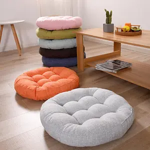 Large Round Seat Cushion Natural Linen Gift Floor Pillow Seating Cushion Home Décor Pouf for Meditation Yoga For Adult Kid Pad