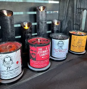 Horror Movie Candles, Halloween Lover Decor, Scary, Soy Wax Crystal Candles, Spooky Season Gifts, Fall, Creepy, Black Gothic