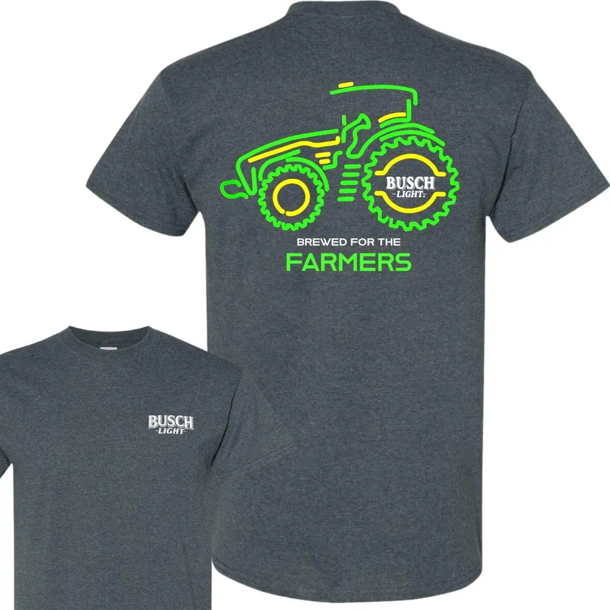 Busssch Light Farmers Tractor 2 Sided T-Shirt, Funny Farmers Tractor Tee, Graphic Printed Unisex Classic Cotton T-Shirts in all Sizes all Colors for Women
