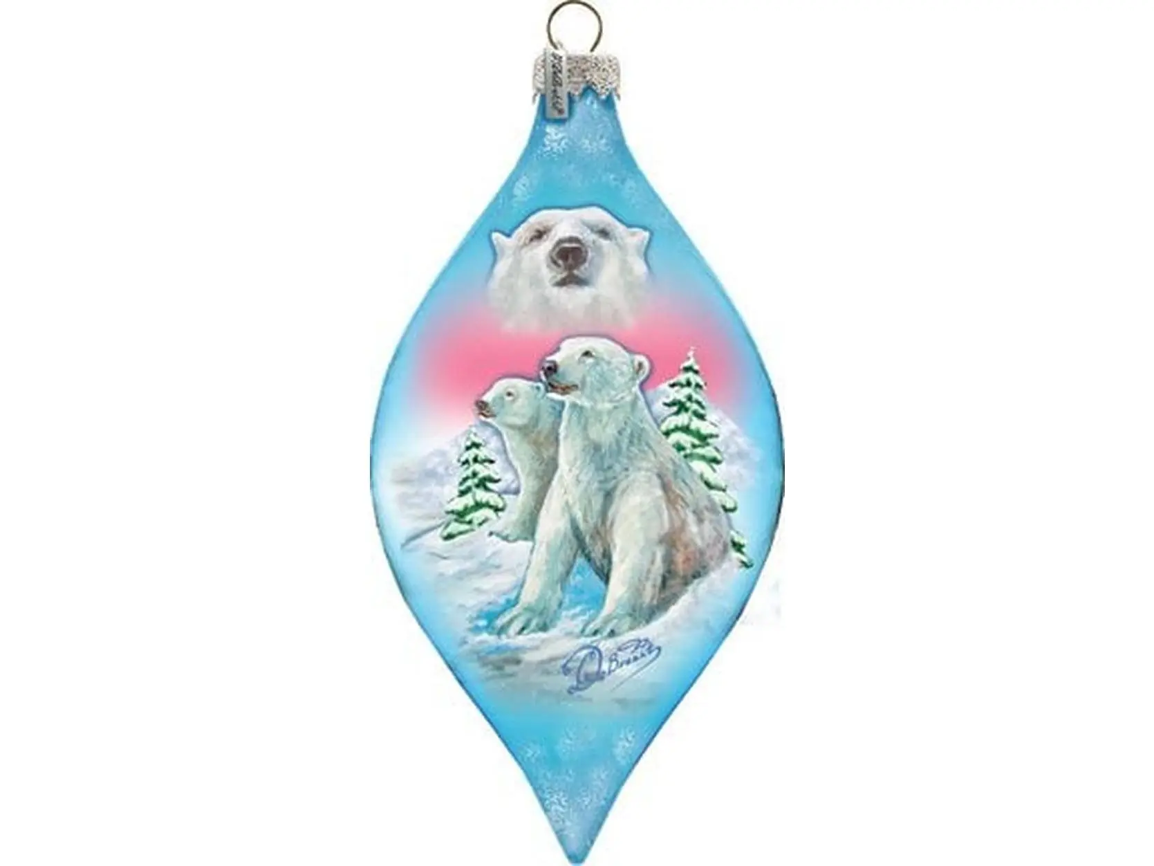 GDeBrekht 74178 Artistic Satin Polar Bear Glass Ornament Drop, Festive Tree Decoration, Ideal Holiday Gift for Home Decor