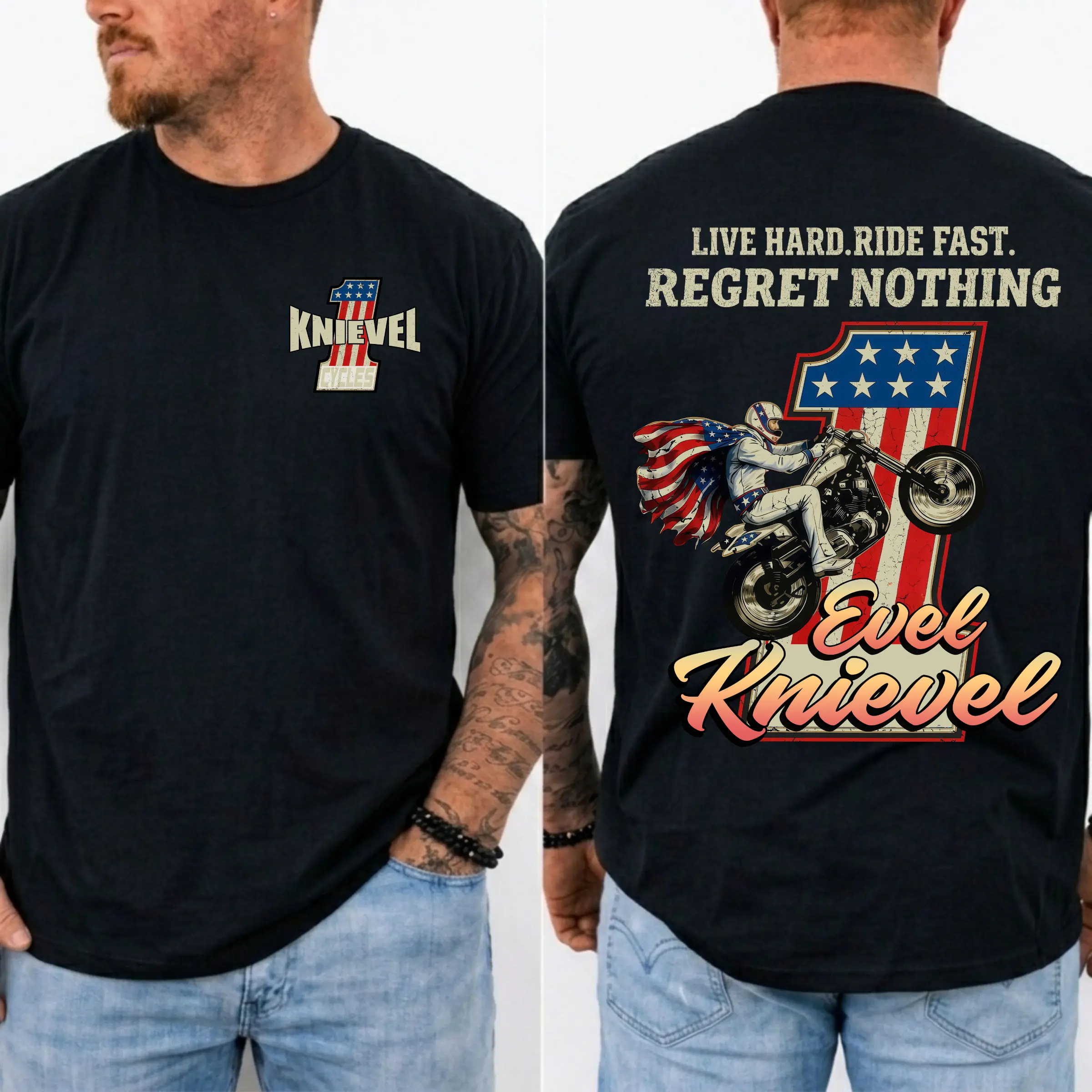 Vintage Motorcycle Stunt Graphic T-Shirt, American Rider Unisex Cotton Tee, Live Hard Ride Fast Biker Gift