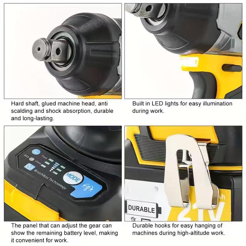 Cordless Impact Wrench 1/2-inch, High Torque 1200N.m, Compact Wrench w/ 1X 4.0Ah B