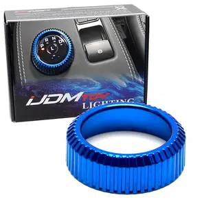 iJDMTOY Sports Blue Aluminum Center Console Automatic Shift Rotary/Gear Selector Cover Trim For 2021-up Ford Mustang Mach-E