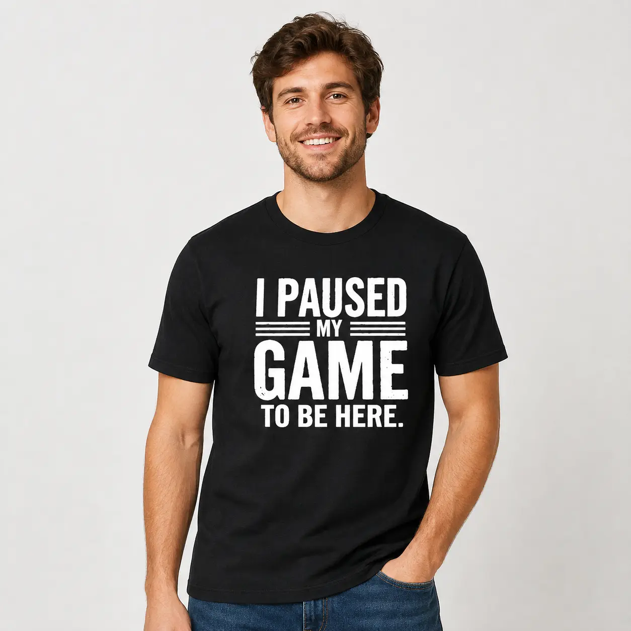 [100% Cotton] I Paused My Game To Be Here T-Shirt, I Paused My Game Funny Gamer Graphic Tee, Minimalist Gaming Shirt, Video Game Player Tshirt, Esports Short Sleeve Oversized Tee, Funny Gift For Gamers Men Women