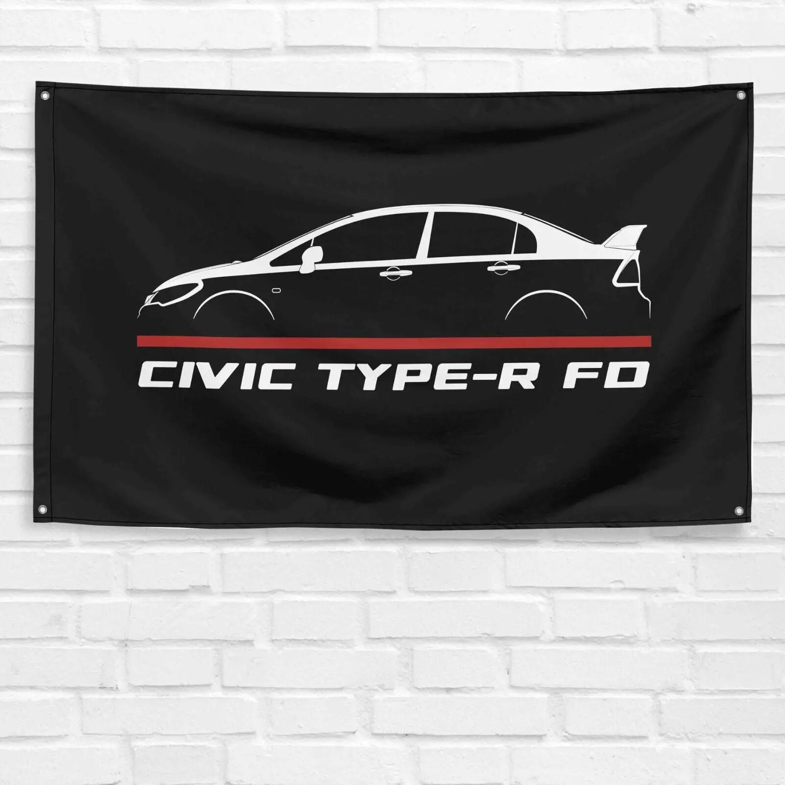 Handmade Unbranded Civic Type-R FD 2007-2010 Wall Decor Banner, 3x5 ft Vibrant Polyester, Single-Sided Garage Backdrop, Car Enthusiast Gift for Dads & Grandpa