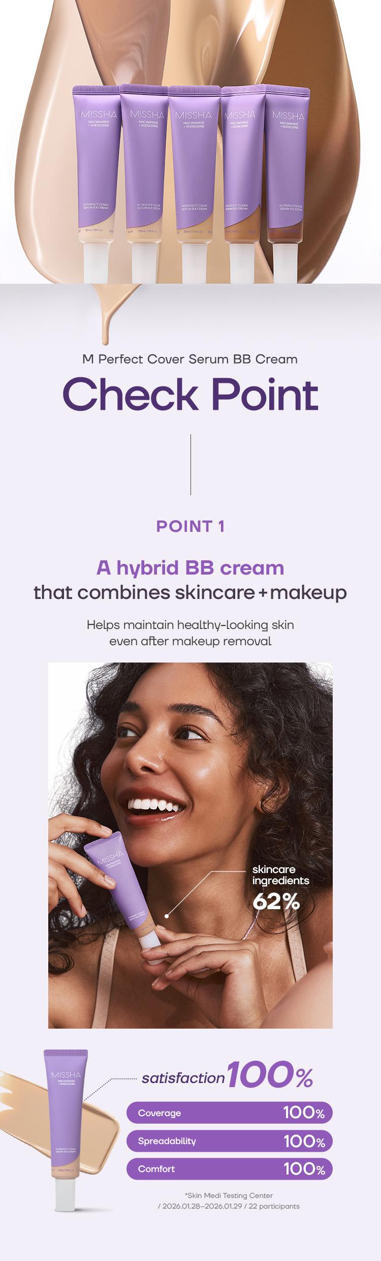 [MISSHA Official] M Perfect Cover Serum BB Cream (35ml) - Bifida Ferment Lysate Serum-Infused BB Cream for Anti-Aging Skin Rejuvenation, Skin Tint, Tinted Moisturizer, Skin Care Foundation Makeup,Superfood Complex,Glass Skin CardiBB OGBB PurpleBB