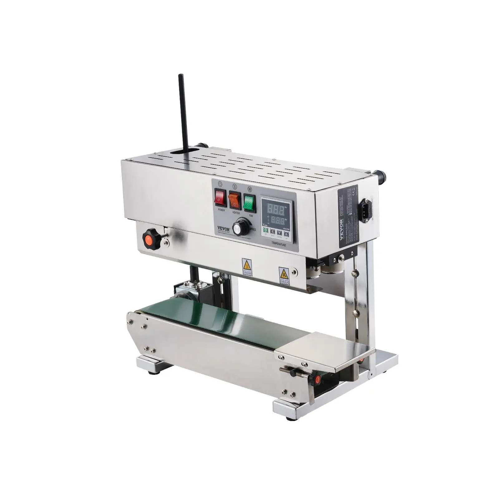 【summerfinds】VEVOR Continuous Bag Band Sealing Machine, 0.24-0.47 in/6-12 mm Seal Width, Vertical Band Sealer Machine with Digital Temperature Control, Stainless Steel Bag Sealer for 0.02-0.8 mm Plastic Bags Films