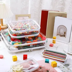 Upgraded Clear Hard Shell Zipper Organizer, 3 or 6 Pack Stackable Waterproof Cases, Dustproof & Scratch-Resistant Transparent Pouches for Makeup, Travel Toiletries, Toys, Office Supplies, Crafts & Home Organization