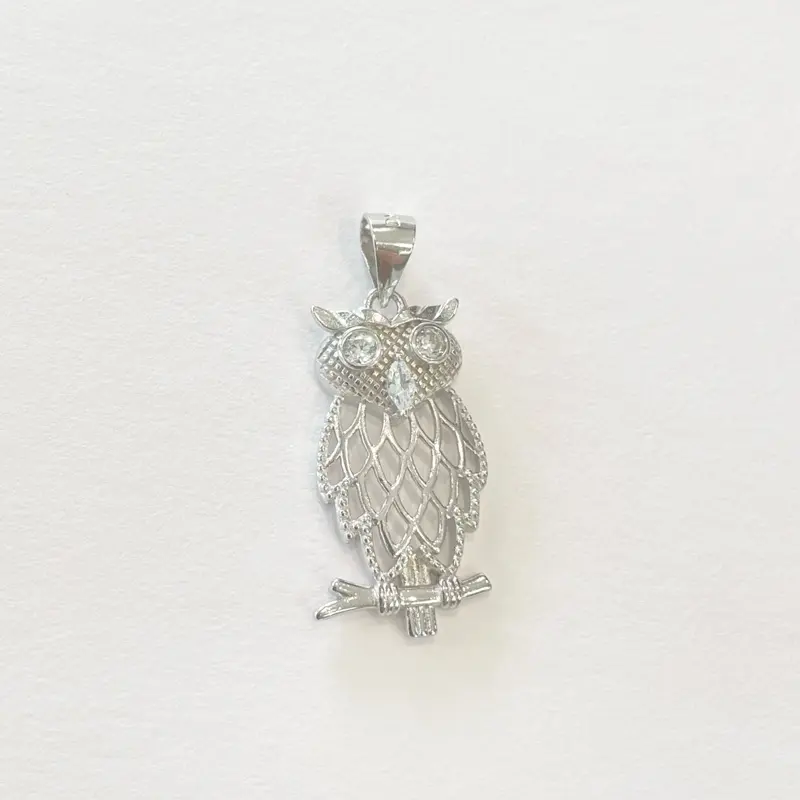 Sterling Silver 925 CZ Owl Pendant Jewelry