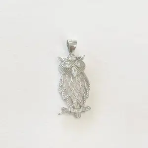 Sterling Silver 925 CZ Owl Pendant Jewelry