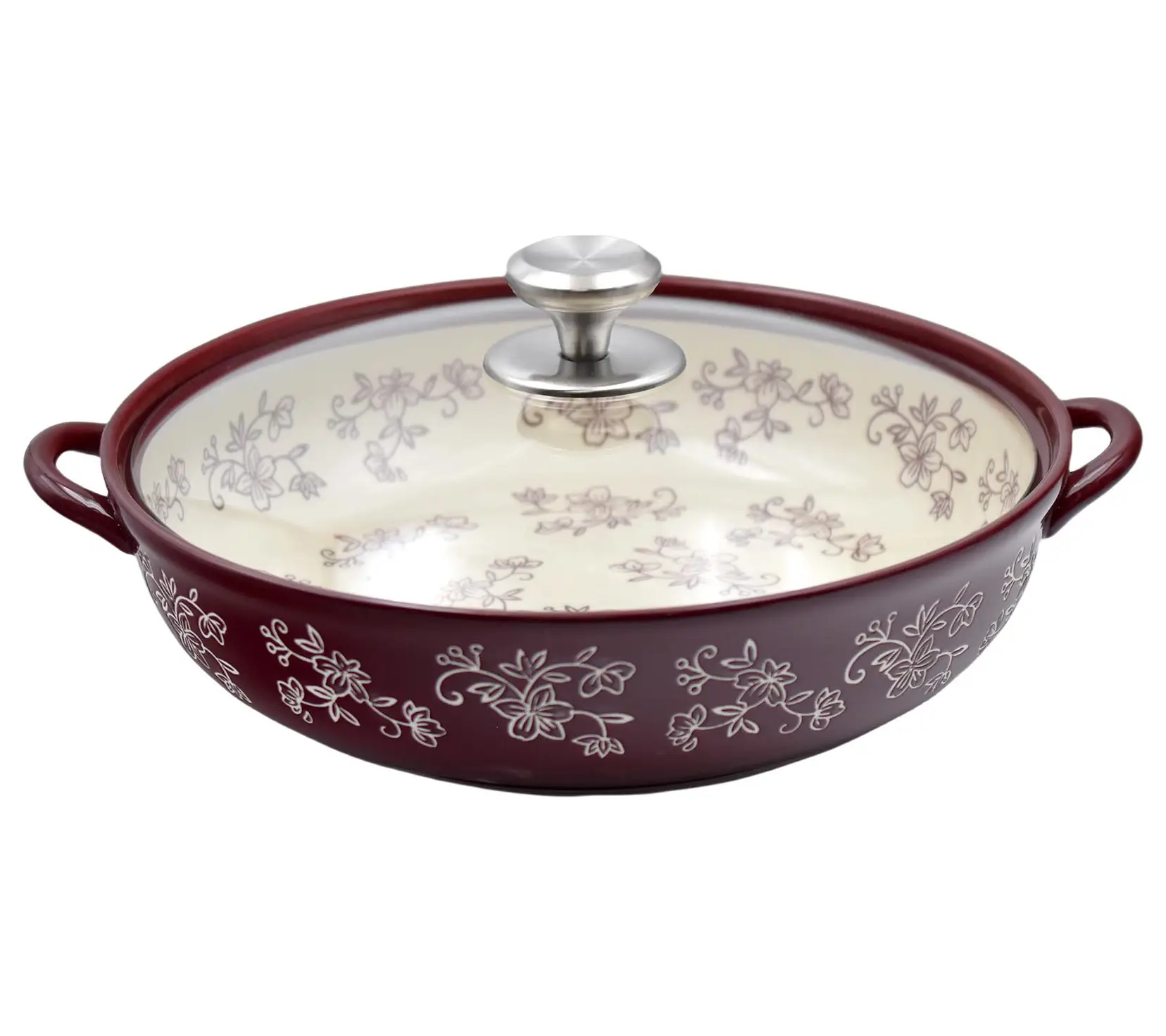 Temp-tations Floral Lace 4-qt Shallow Baker with Glass Lid