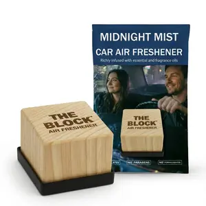 The Block - Wooden Car Air Freshener & Odor Eliminator - Long Lasting 30+ Day Scent - Car & Home Use - Fresh Gift Idea - Made in USA - Midnight Mist