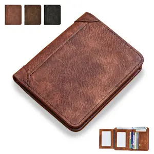 Leather Wallet for Men, Vintage Short Multi-Function ID Credit Card Holder Money Bag, Ideal Gift for Men