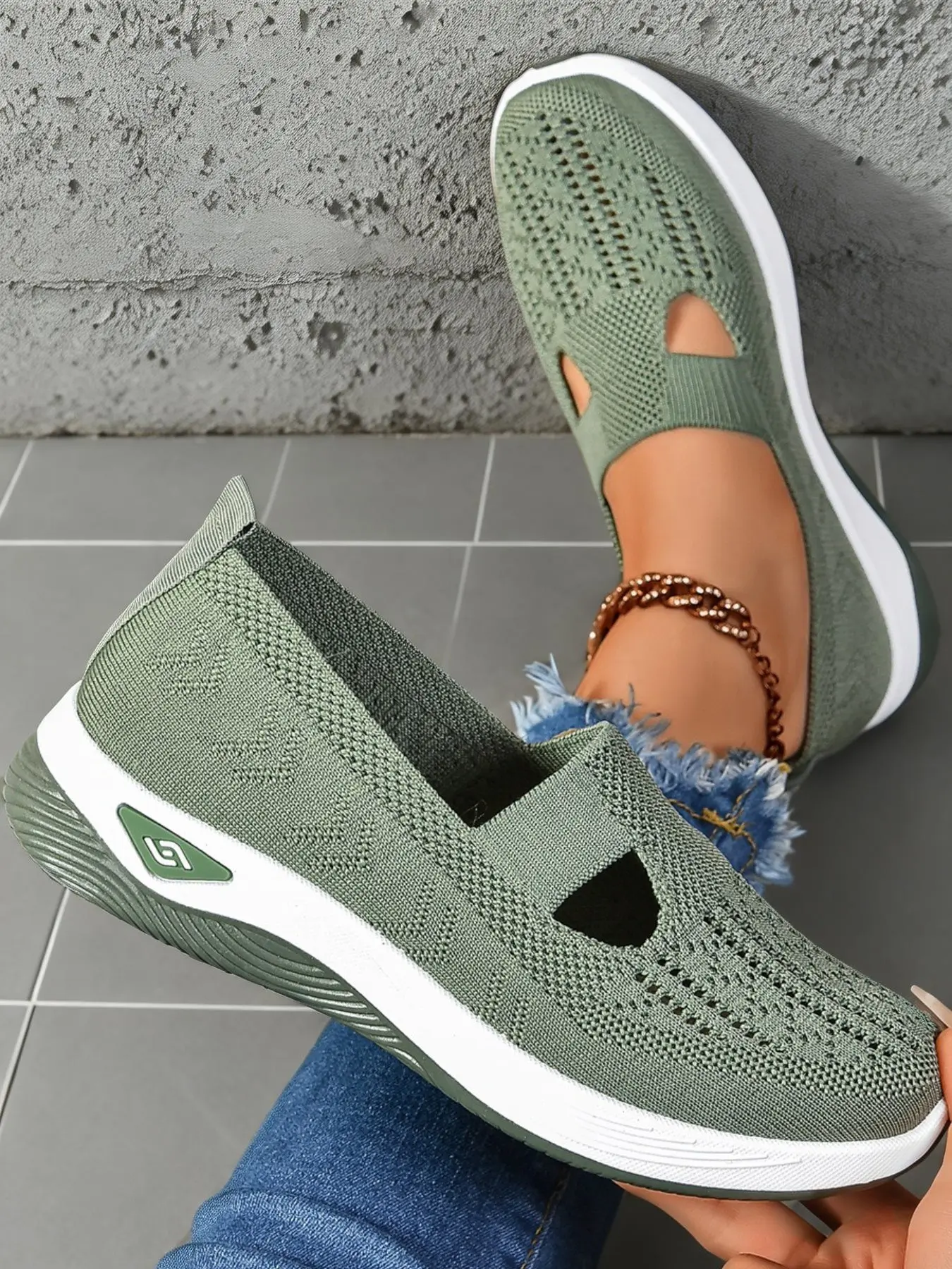 Women's Fashion Comfortable Breathable Sports Shoes, Soft Lightweight Slip-On Trendy Walking Shoes, Low Top Knit Casual Shoes, Versatile Walking Shoes