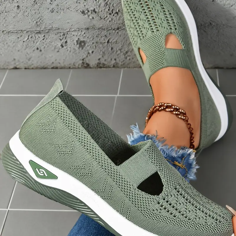 Women's Fashion Comfortable Breathable Sports Shoes, Soft Lightweight Slip-On Trendy Walking Shoes, Low Top Knit Casual Shoes, Versatile Walking Shoes, Trending Shoes, Breathable Lightweight Footwear