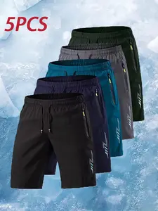 Men's Gym Shorts Set of 5, Ideal for Running, Gym Workouts, Outdoor Training, Comfortable and Breathable Fabric