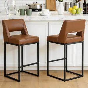 Counter Height Bar Stools Set of 2/3/4,Modern Bar Chairs with Backs for Kitchen Island with Upholstered Faux Leather Seat and Metal Frame, 26 Inch