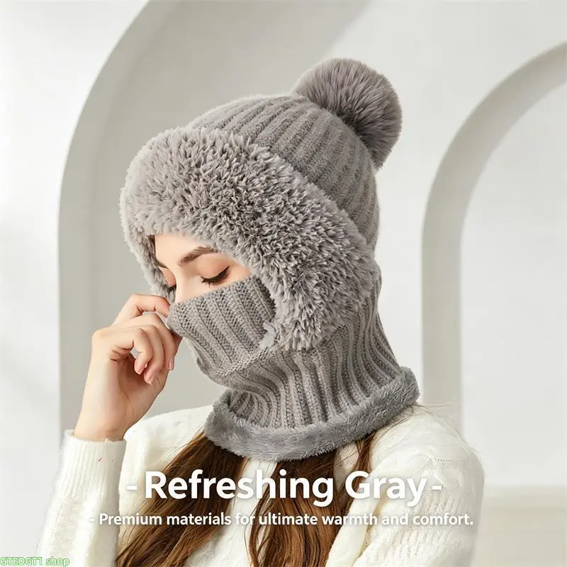 Unisex 3-in-1 Fleece-Lined Balaclava, Wind-Resistant Thermal Wear Hooded Mask with Ear Flaps & Neck Warmer for Adults’ Hiking & Cold-Weather Outdoor Use