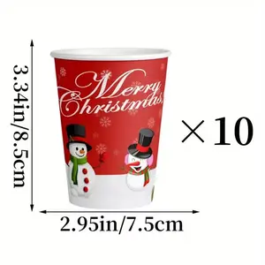 30pcs Christmas Party Set, Snowman Themed Paper Plates & Cups, Festive Holiday Celebrations, Durable Plastic, & Striped Design