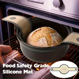 Silicone Baking Mats Set of Two, Non-Stick Oven Liners for Oval and Round Foods, Food Grade Heat Resistant, Ideal for Bread Making