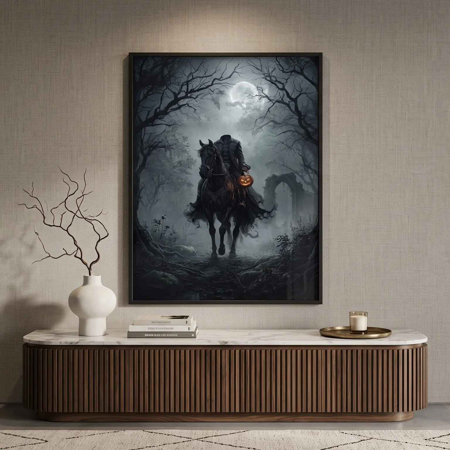 Headless Horseman Poster Halloween Wall Art Gothic Dark Academia Print Vintage Spooky Home Decor Unframed Poster Aesthetic Spooky Season Bedroom Living Room Wall Decor Gift Idea