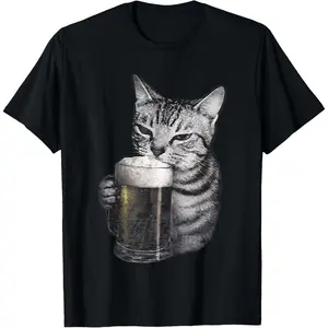 cat Drinking Beer T-Shirt