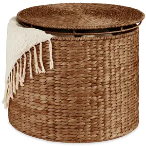 Best Choice Products Large Round Storage Ottoman W/ Lid, Handwoven Water Hyacinth Footstool Best Choice Products Large Round Storage Ottoman W/ Lid, Handwoven Water Hyacinth Footstool
