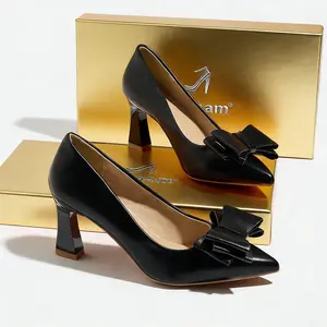 Xovipam Women Heel Pumps Elegant Classy Block Heel Pointed Toe High Heels 8 cm Women shoes