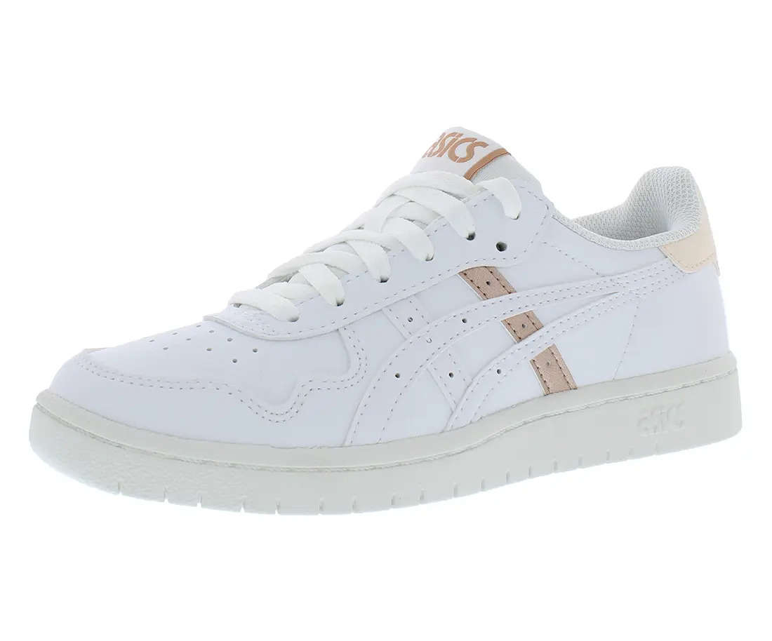 ASICS Japan S Women's Solid White Low-Top Lace-Up Court Sneakers - Walking Shoes, Closed-Toe Athletic Footwear for Training, Gym & Casual Wear