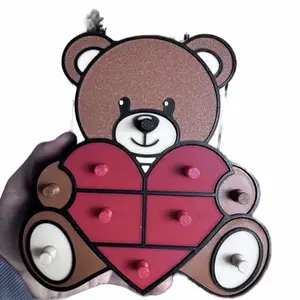 Bear Jewelry Box with Heart Design and 6 draw for Organizing Accessories