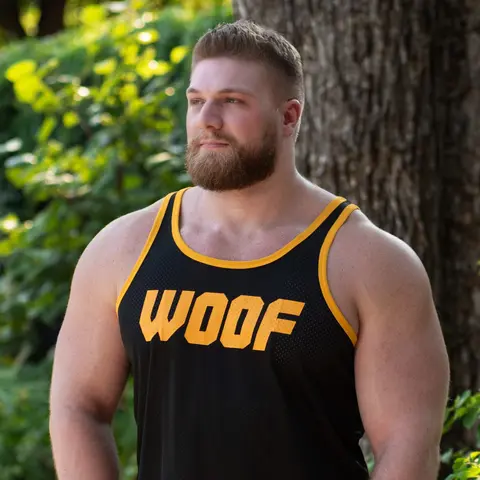 Gruff Pup Air Tank - Pick Woof, Daddy, Boy, Blank - Mesh Tank Top - Soft + Stretchy - Athletic Menswear - Colorful Classic - Casual Sexy Silky Gym