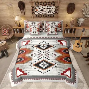 Feelyou 7-Piece Aztec Print Queen Comforter Set - Breathable Bed-in-a-Bag with Comforter & Sheets, Southwest Vibe, Western Rustic Native American Style for Men's Bedroom Decor