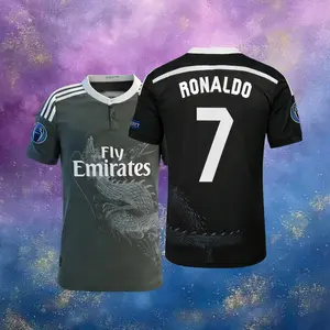 14 15 3rd Away Black Soccer Jersey 7# Cristiano Ronaldo Fans Version Short Sleeve