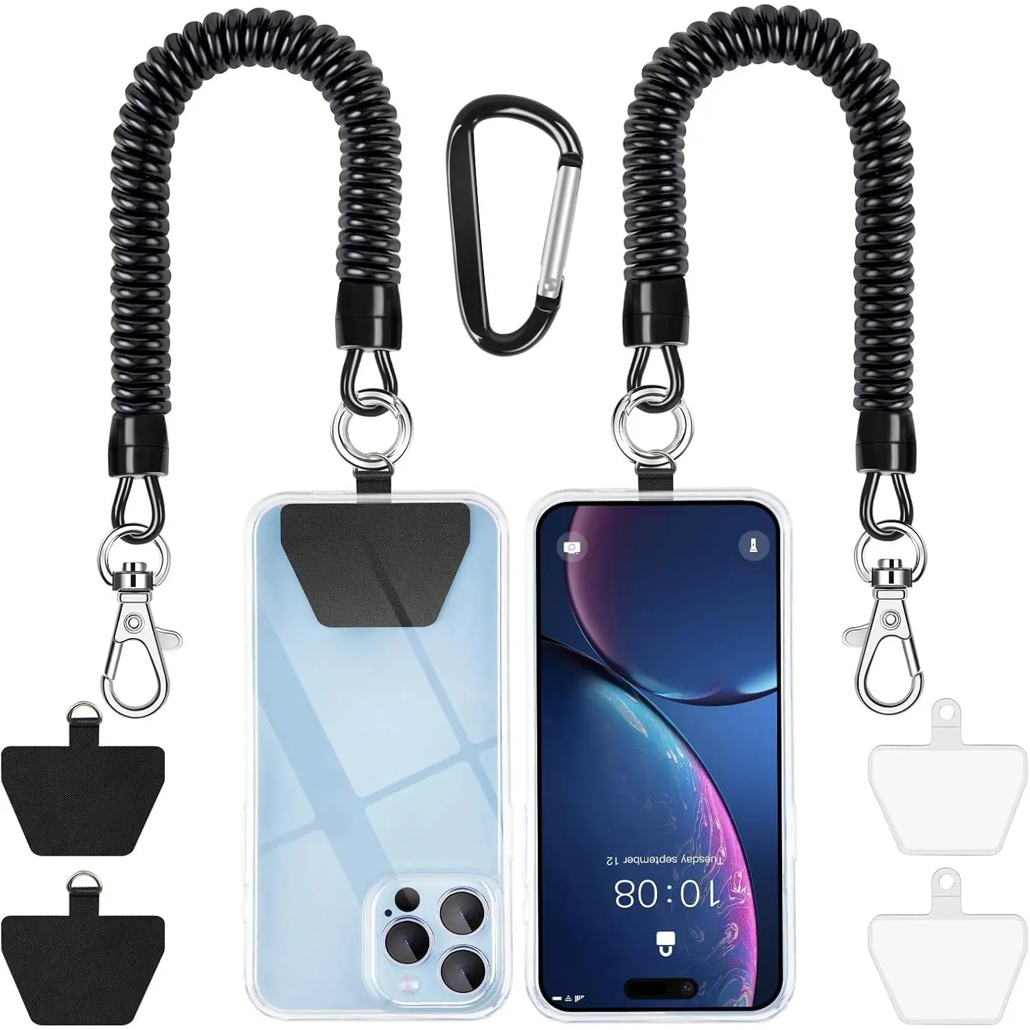Phone Lanyard Tether, Stretchy Phone Strap Patch Anchor Outdoor Climbing Hook Compatible for  Smartphones