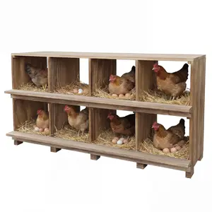 8-Compartment Wood Chicken Nesting Box for Laying Eggs, Wall Mount Nest Box for Hens, Ducks & Backyard Poultry Farms