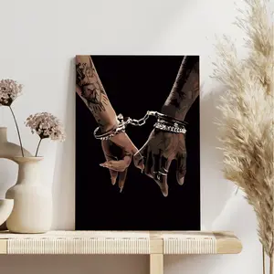 Gorgeous Unframed Room Decor: Captivating African American Wall Art. Showcasing a Black Couple Holding Hands in a Beautiful Display of Black Love. This African - themed Photo Poster is a Striking Addition to Any Space