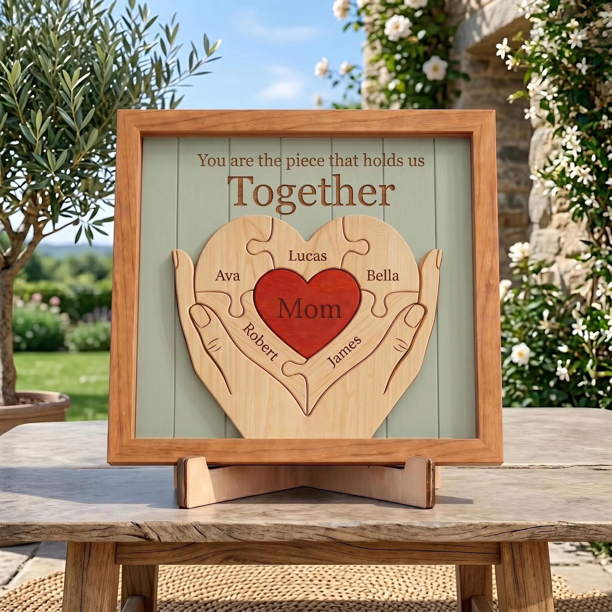 Personalized Mothers Day Wooden Frame Puzzle, You Are The Piece That Holds Us Together Sign, Custom Gift For Mom From Kid, Printed Family Puzzle, Mothers Day Gift Ideas, Father's Day Gift
