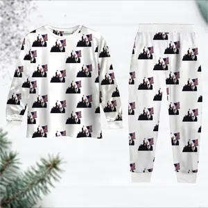 Trump Christmas Pajamas Set, Long Sleeve Trump Christmas  Pajamas