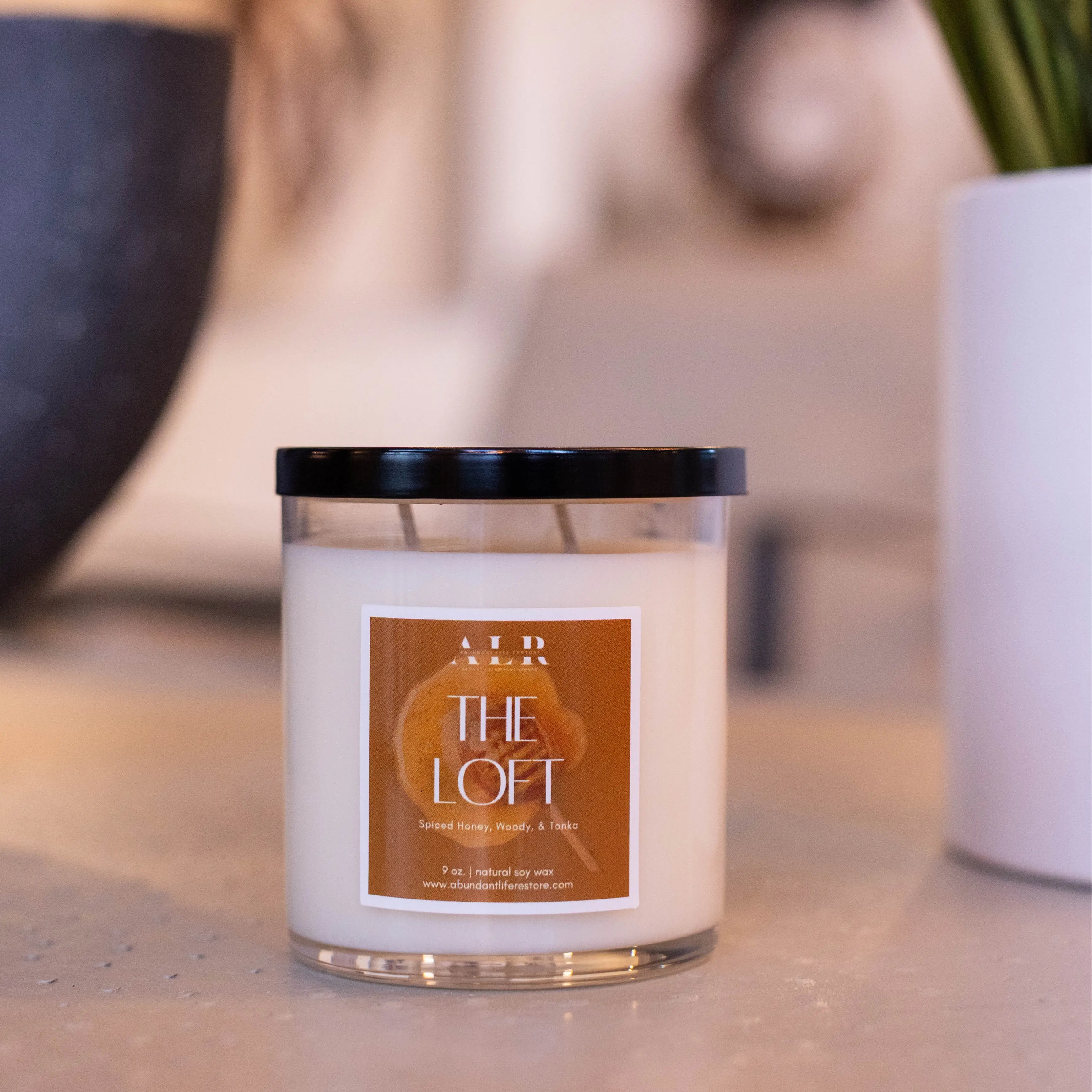 The Loft Candle 3 oz  & 9 oz Natural Soy Wax Spiced Honey Amber Tonka Scented