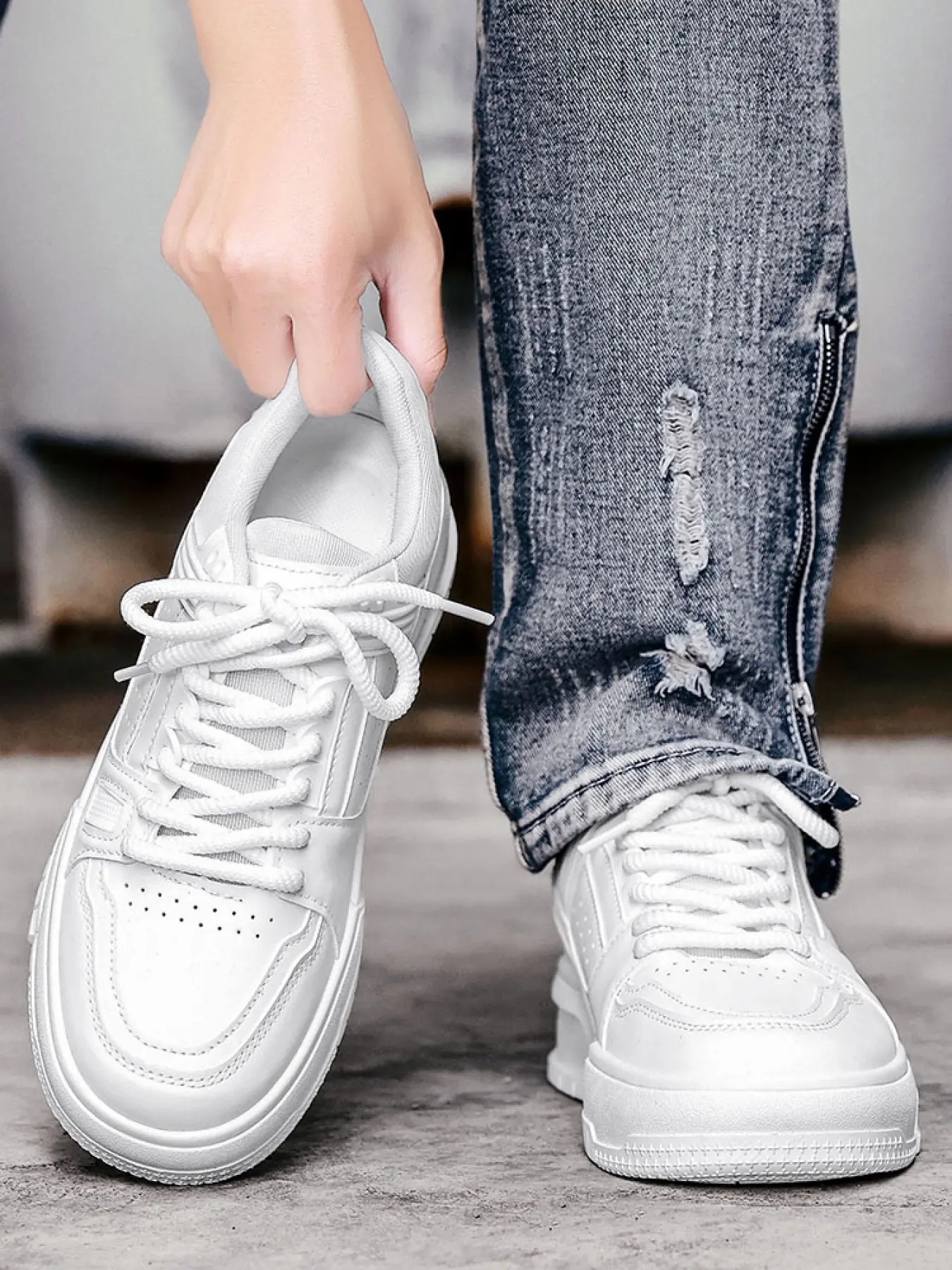 Teens' Chunky Sole Sneakers | Matte Black Skate Shoes | Unique Casual Design Athletic Walking Shoes