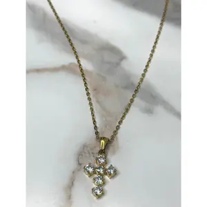 Large rhinestone cross necklace