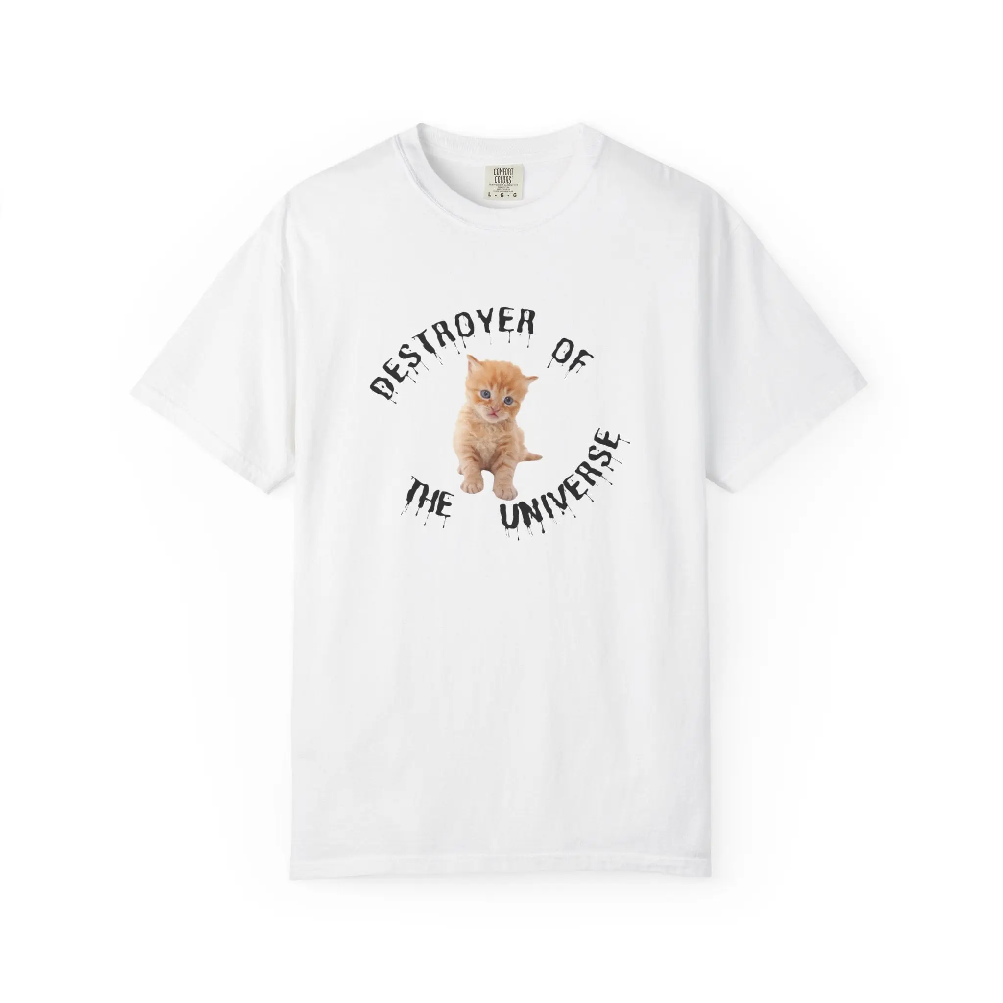 Destroyer of the Universe Cat T-Shirt (Orange Kitty) — Funny Kitten Graphic Tee